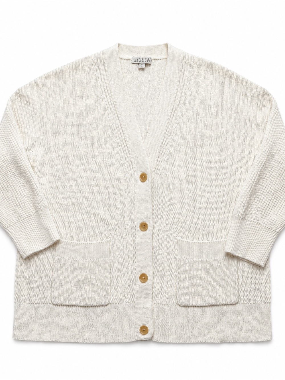 J.Crew Cotton Cashmere Oversized Cardigan Sweater Cream Ivory Size M
